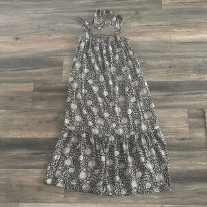 Old Navy Black and Cream Floral Tiered Maxi Dress